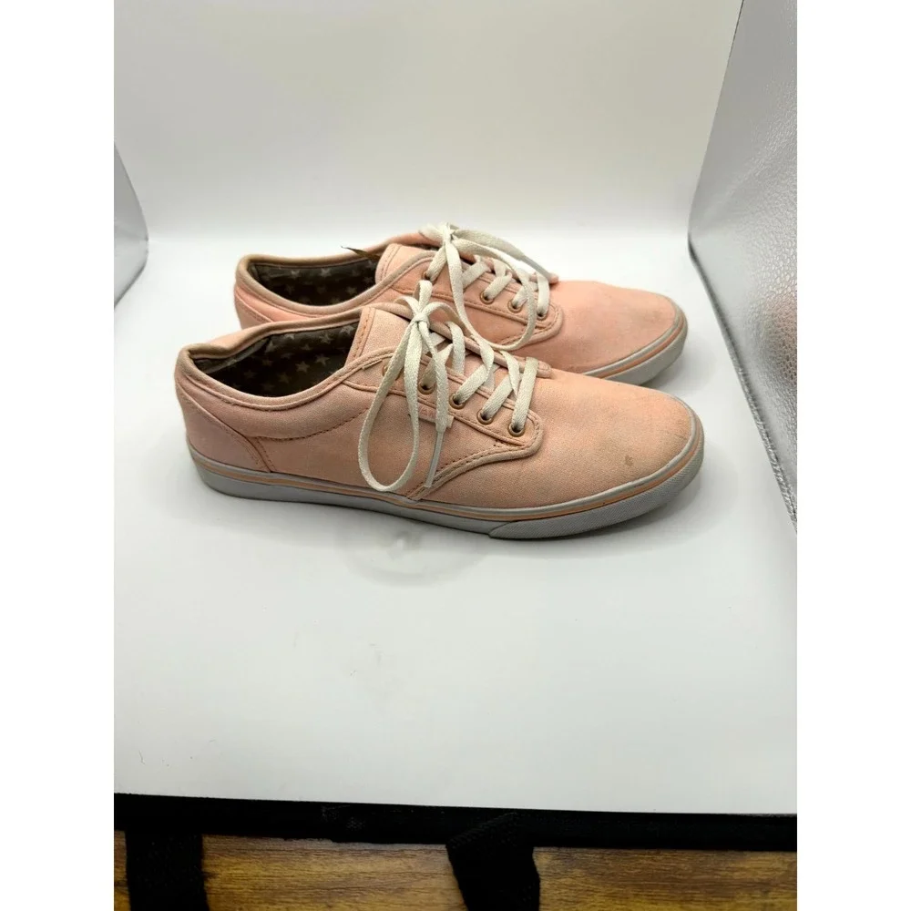 Vans‎ Atwood Womens 7 Sneakers Peach Canvas Low Top Lace Up Skateboard Shoes
